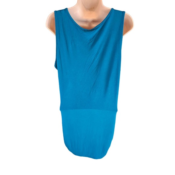 Made by Johnny size 2XL XXL women's vivid blue ruched side tank - Picture 2 of 7